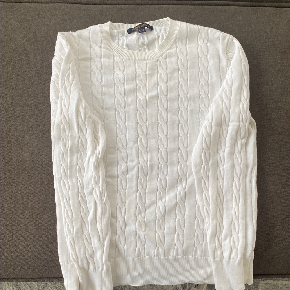 Brooks Brothers White Cable Knit Sweater
